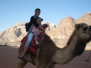 On a camel in Wadi Rum