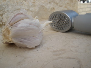 Garlic and garlic press